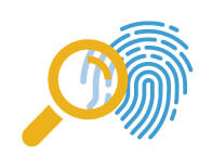 magnifing glass looking at fingerprint illustration