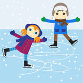Clip art two kids skating