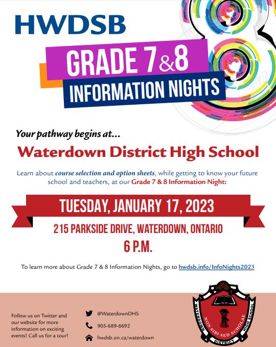 Grade 7 & 8 WDHS Information Night Jan. 17th, 2023 Allan A
