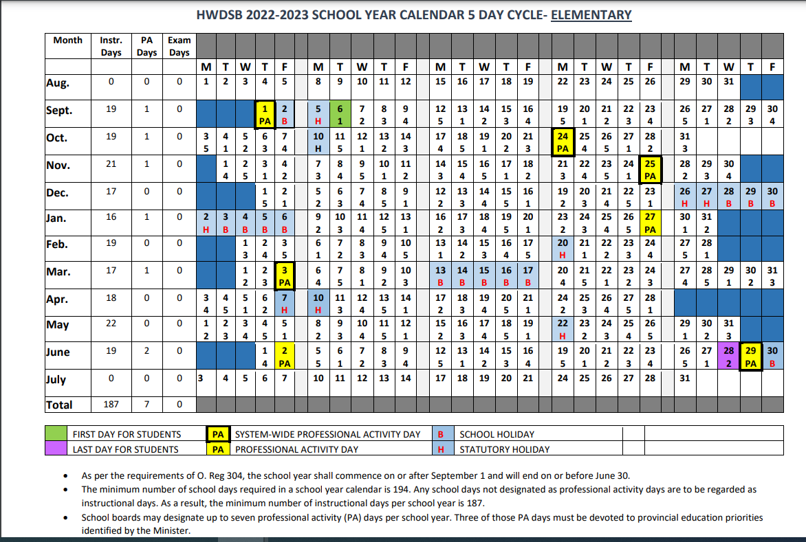 voyager elementary school calendar