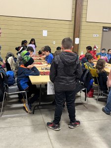 students playing checkers