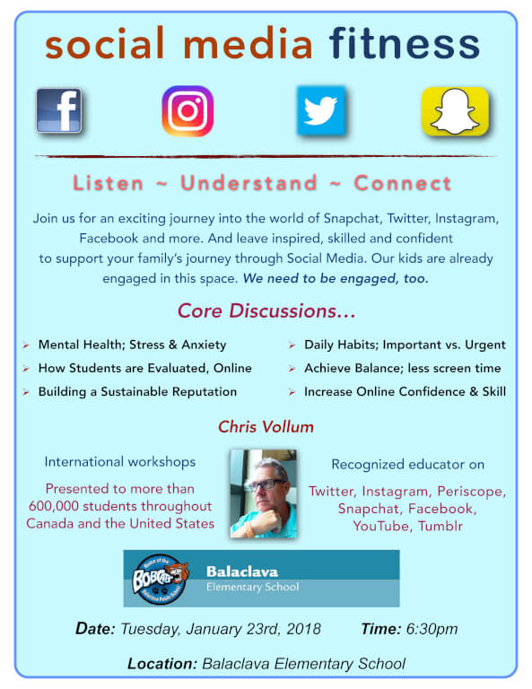 Social Media Speaker (Jan 23, 630pm) Balaclava Elementary School