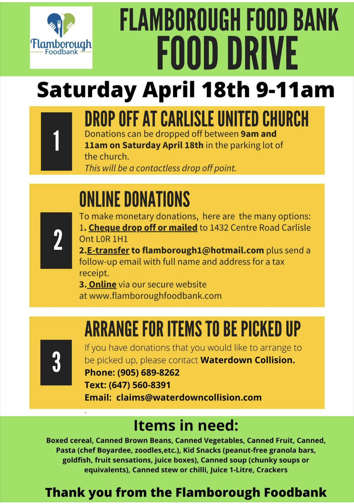 Flamborough Food Bank Balaclava Elementary School