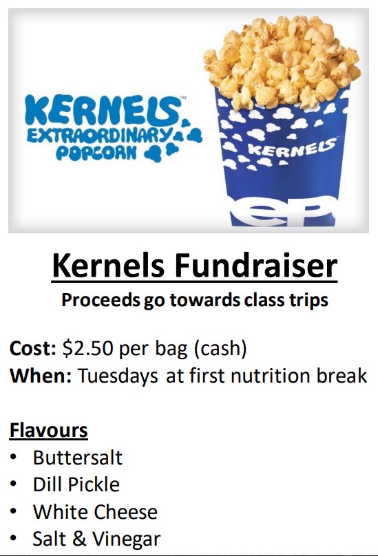 Kernels Popcorn Tuesdays BG Billy Green Elementary School
