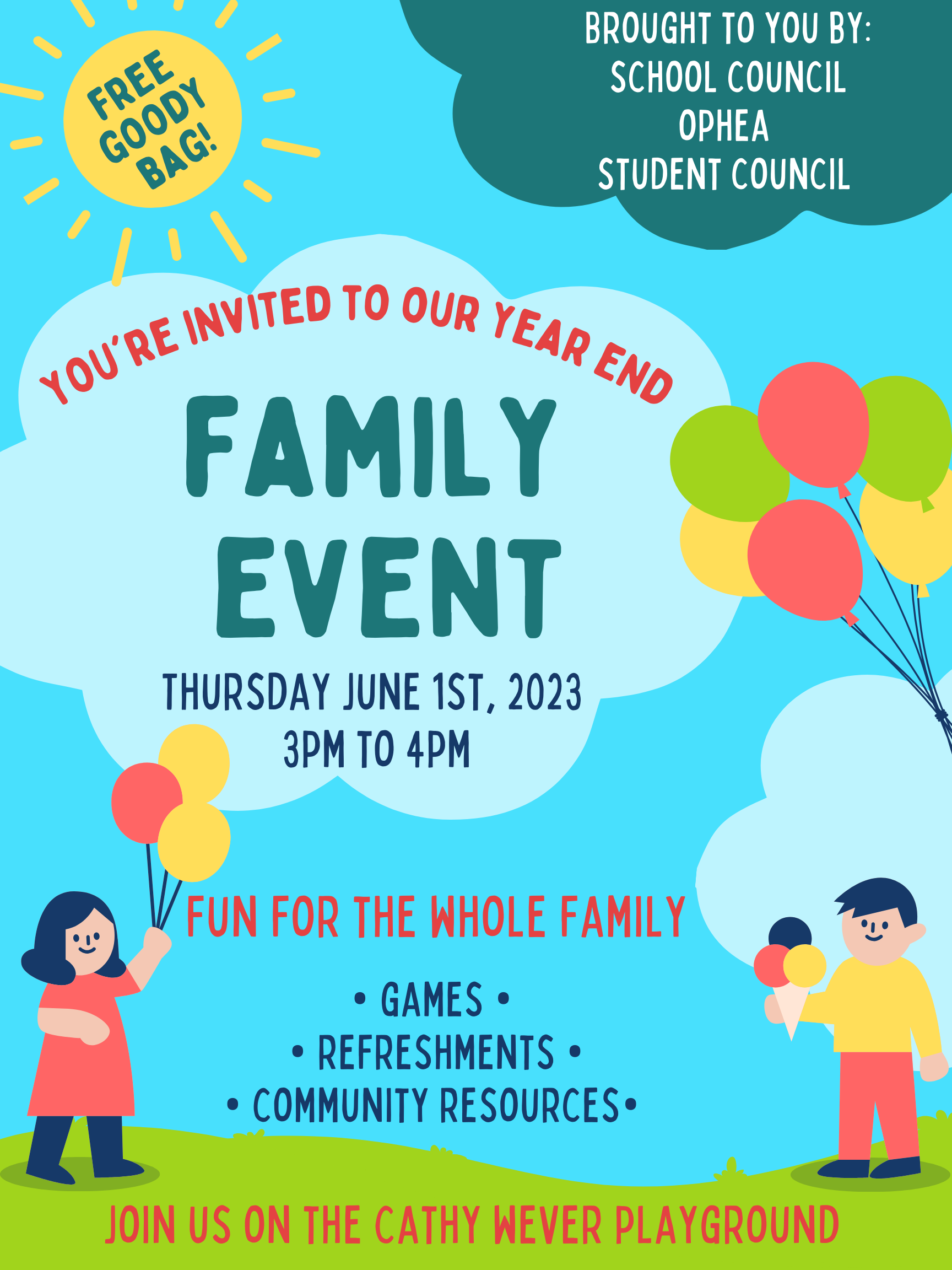Year end family event june 1st 2023 cathy wever elementary school