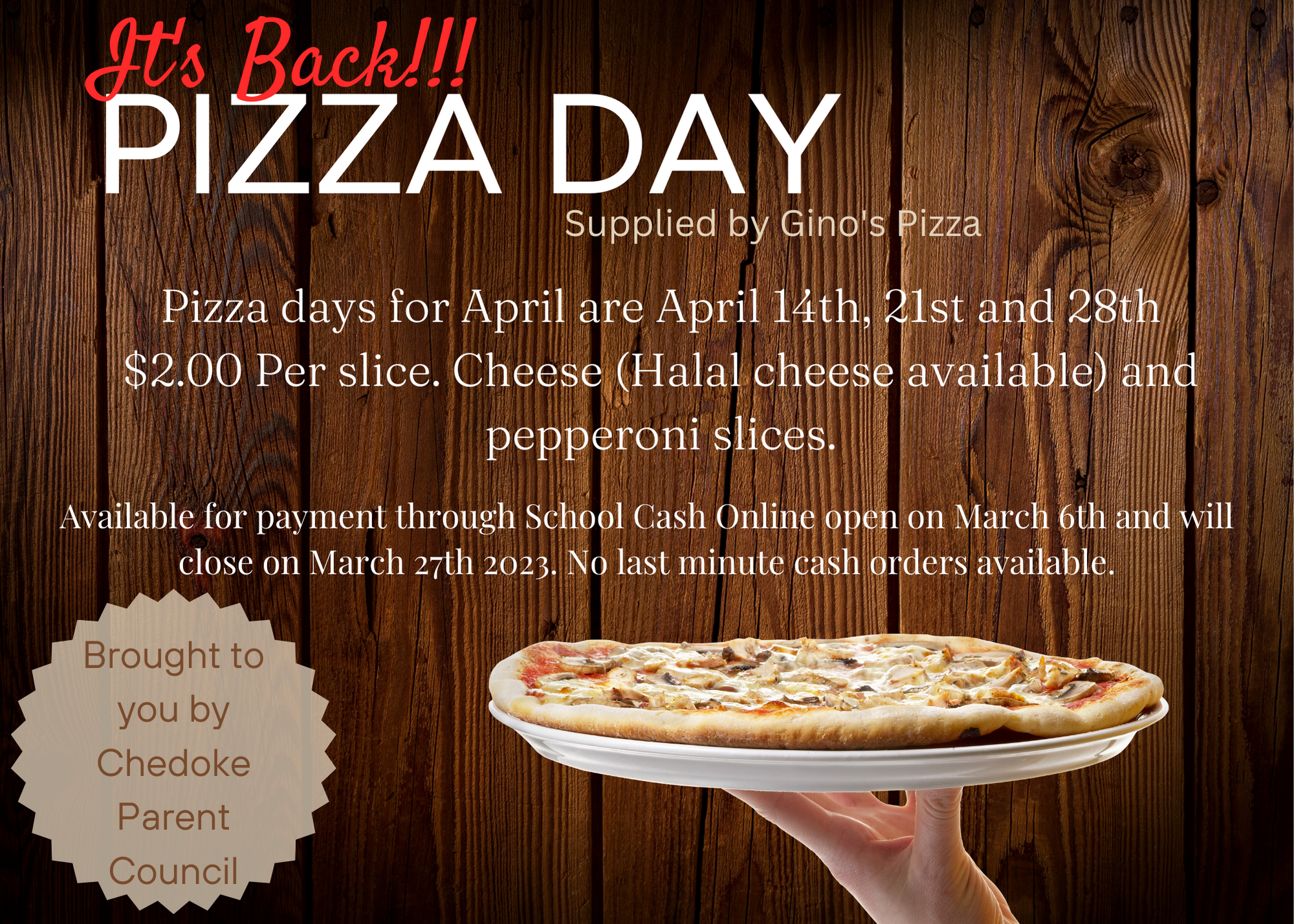 April brought pizza