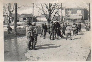 Students outside in the 1950s