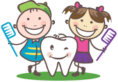 Dental Screening - tooth with a girl and boy