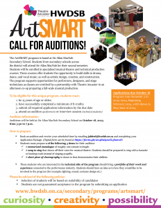 artsmart flyer for october 2023 auditions