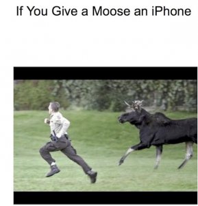 Man running from a moose