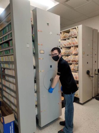 Student in mail room