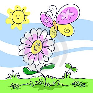 Butterfly with flower clip art