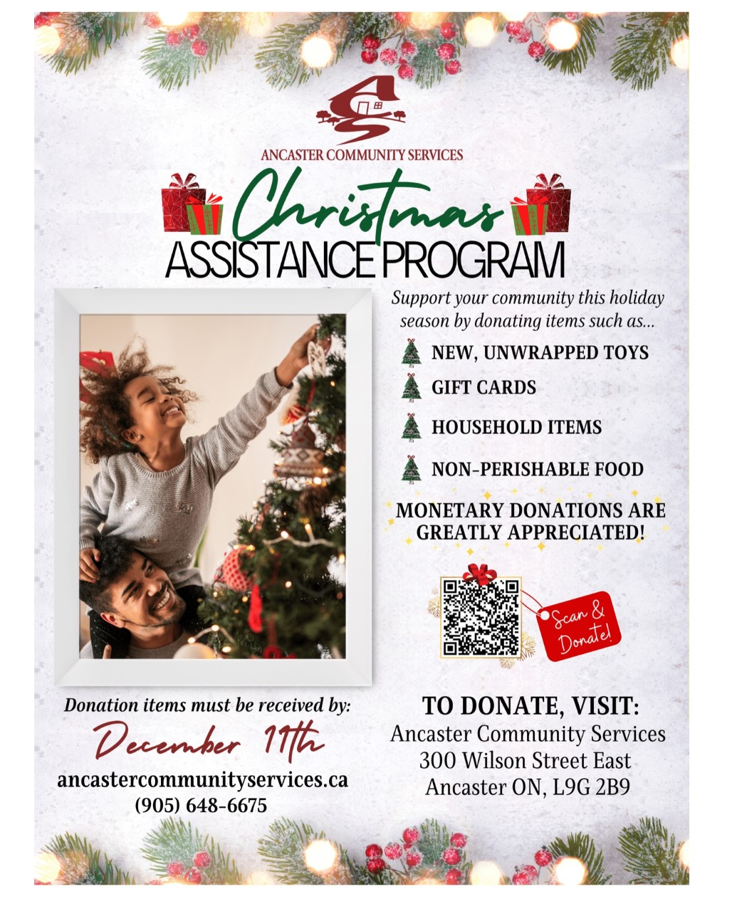 Ancaster Community Services Christmas Assistance Program Rousseau