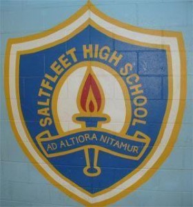 Saltfleet High School Crest on a wall