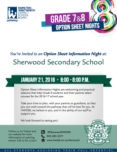 Grade 8 Option Night information