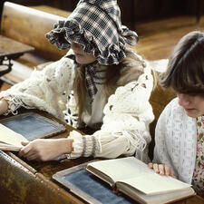 students reading