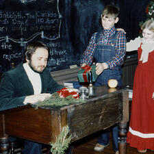 student and teacher during Christmas