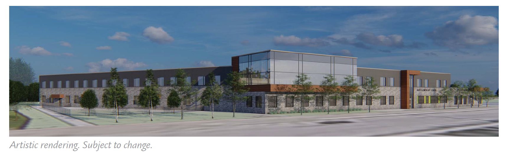 Artistic rendering of New Nash elementary school. Image of school.