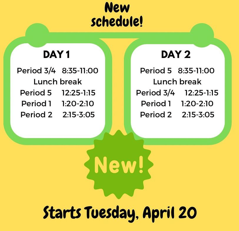Calendar Day 1 and Day 2 Schedule Westdale Secondary School