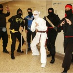 All dressed in ninja suits