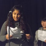Students perform spoken word at Experiential Learning Day in the Arts.