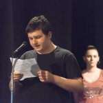 Students perform spoken word at Experiential Learning Day in the Arts.