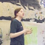 Students display art at Experiential Learning Day in the Arts.