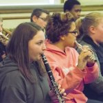 Students play music in Experiential Learning Day in the Arts.