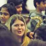 Students play music in Experiential Learning Day in the Arts.