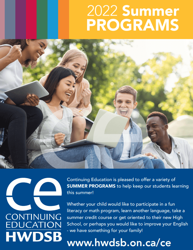 Continuing Education 2022 Summer Programs for Elementary Students HamiltonWentworth District
