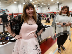 student wearing pink dress at prom project