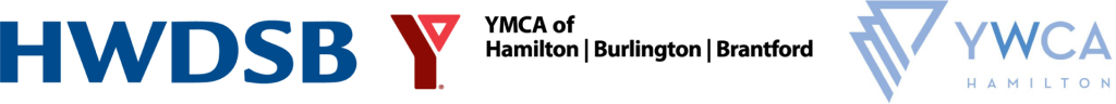 Logos of HWDSB, YMCA and YWCA Hamilton