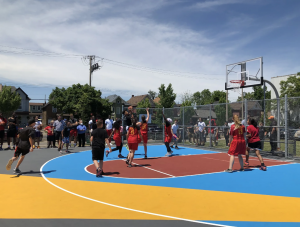 bernie custis students take the rally court for the first-ever game