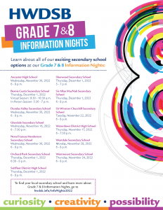 grade 7/8 info nights flyer