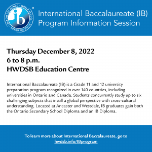 International Baccalaureate Info Night flyer