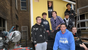 westdale students and staff with tiny home
