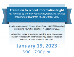 flyer for transition to school information night