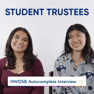 student trustees smiling for interview video