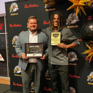 hwdsb student and staff member taking home an award at ticats ceremony