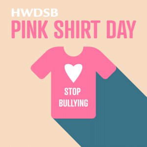 pink shirt day graphic with "stop bullying" on shirt