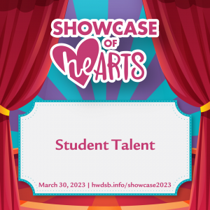 Image of stage with curtains and text: Student Talent