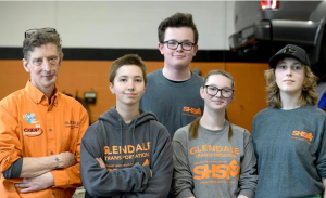 Glendale teacher Peter DeNew with students Yasmin Taslimi, Jacob Downs, Rachel Elliott, and Elizabeth Vanzanden.