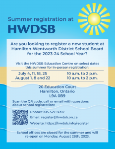 2023 summer registration at hwdsb