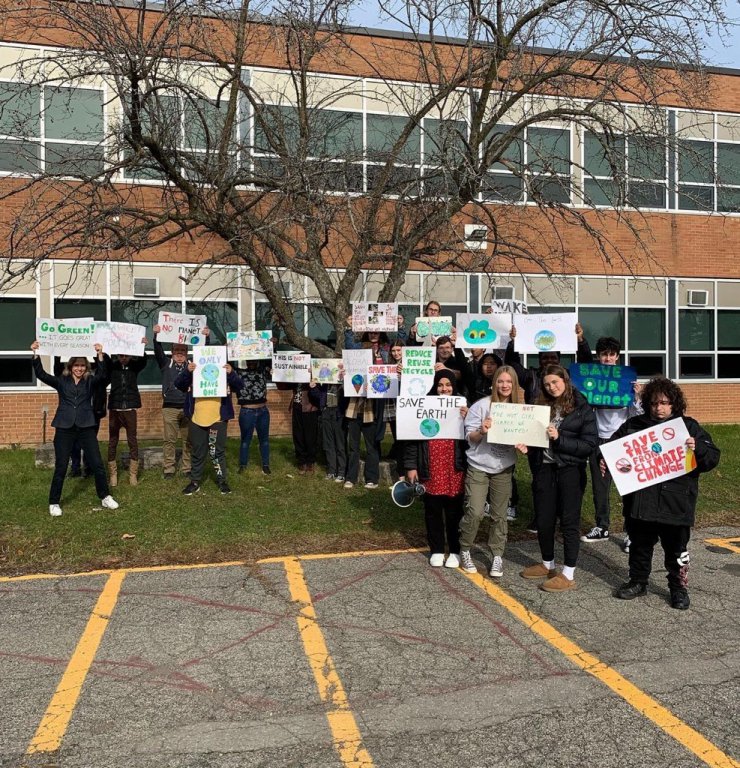 HWDSB secondary students celebrating Climate Day of Action