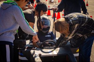 Westmount Mavericks working on their Electrical Vehicle