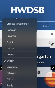 translating hwdsb websites - step 2 for mobile