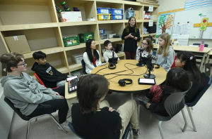 bellmoore students recording podcast