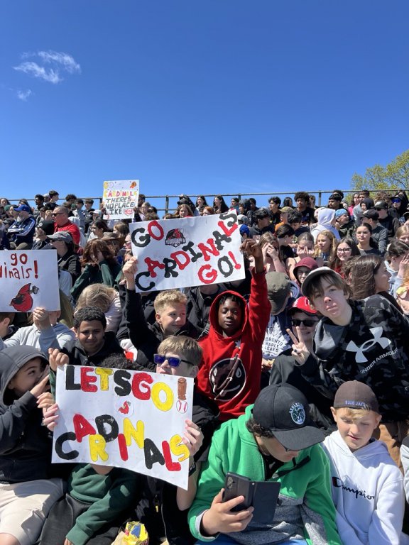 Students at Hamilton Cardinals game