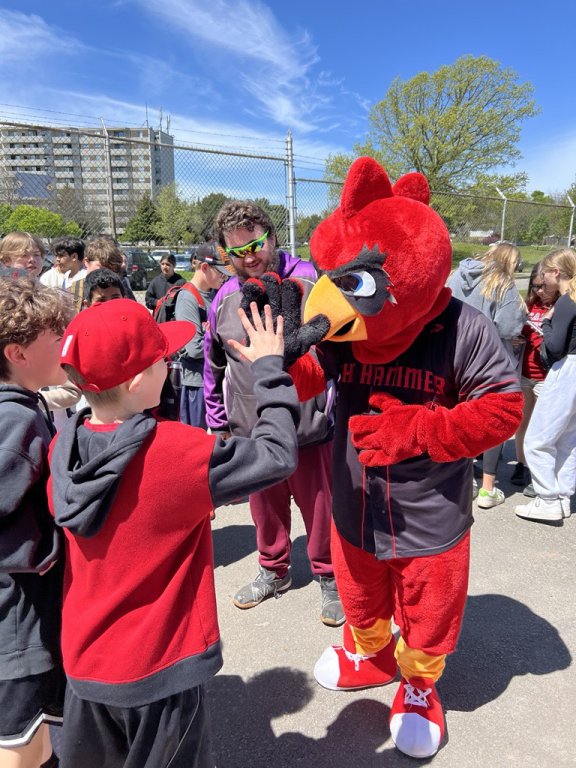 Students at Hamilton Cardinals game