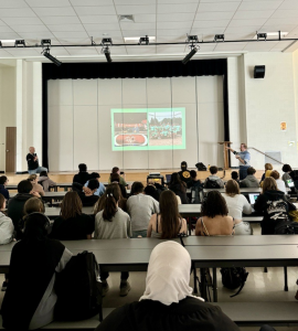 Students watching Michael Jacques presentation